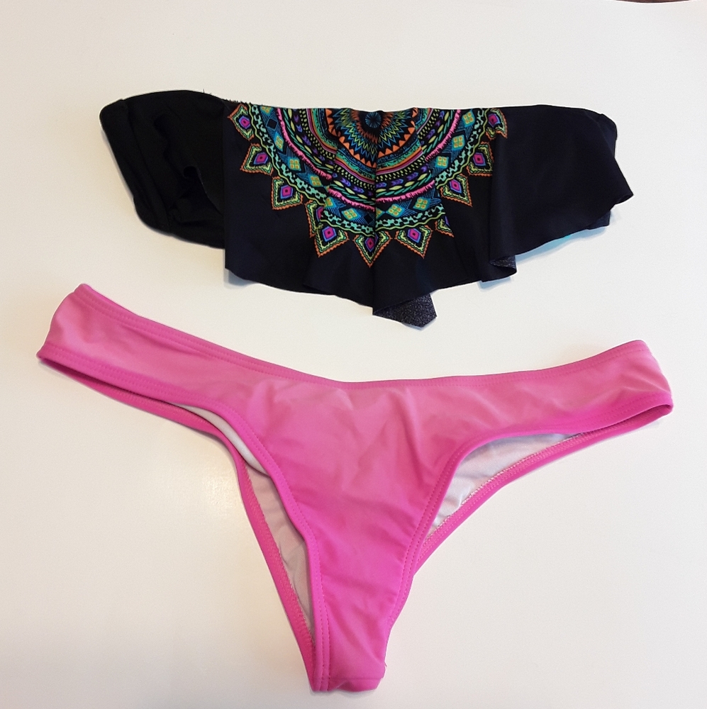 Crossings Pink Cheeky Ruched Bikini Bottoms EUC sz L - Picture 6 of 8